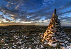 stone cone monument at dawn