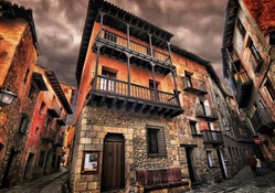 beautiful street view in albarracin spain hdr