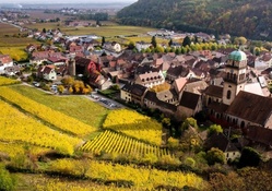beautiful village surrounded by fields