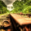 view of rusted abandoned rail tracks hdr