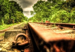 view of rusted abandoned rail tracks hdr