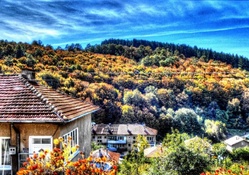 autumn day on a hill town hdr