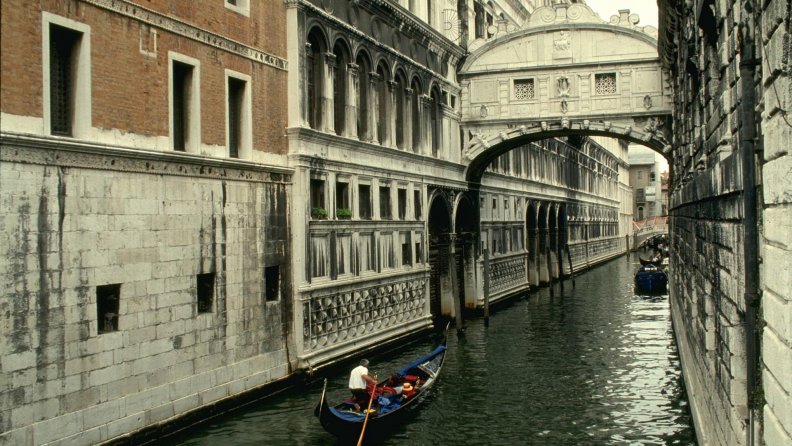 the bridge of sighs over a venice canal