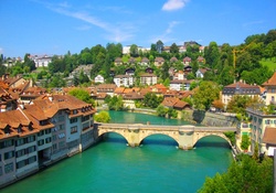 Switzerland's Bern Bridge on a bright day