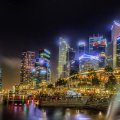 gorgeous singapore harbor at night hdr