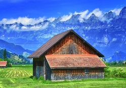 village homes in an alpine valley