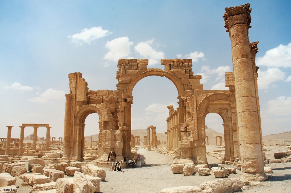 The extensive ruins at Palmyra, Syria