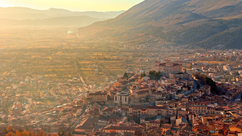 wonderful panoramic view of a hillside town in italy