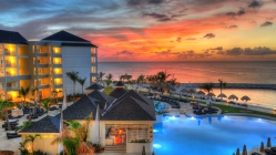 wonderful seaside resort hotel at sunset