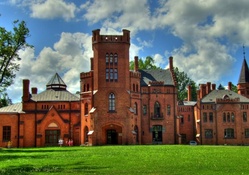 red brick sangaste castle in estonia hdr