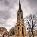 panorama of a church on a paris street