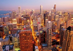 spectacular view of chicago at dusk