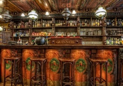 fantastic old fashioned wooden bar hdr