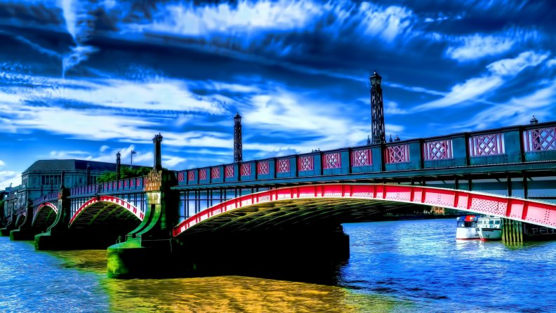 wonderful colorful bridge on a summer day