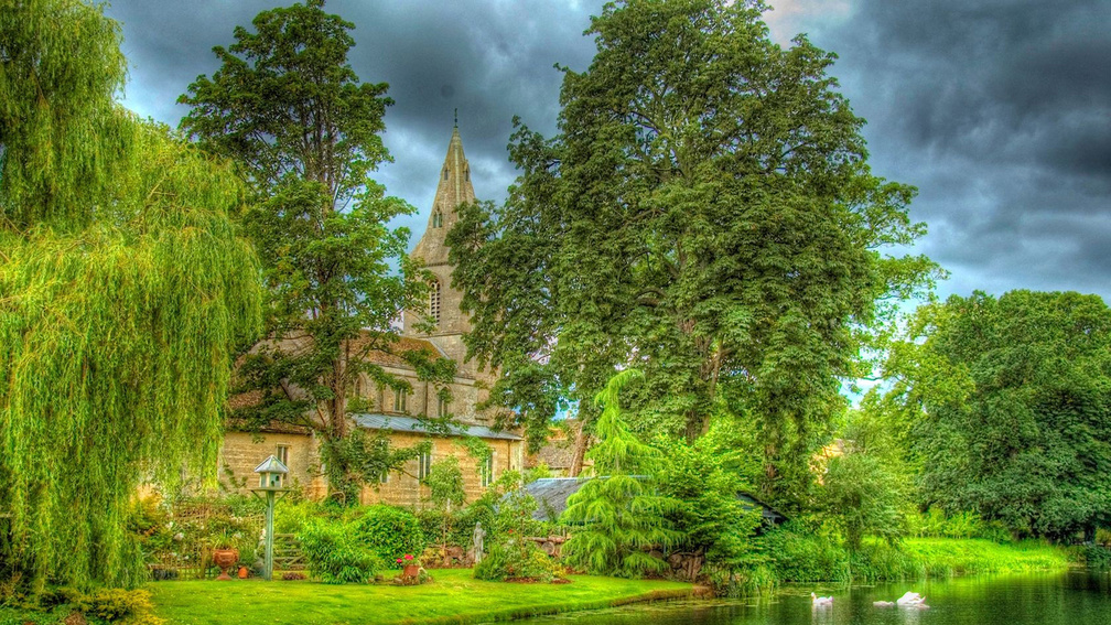 lovely riverside country church hdr