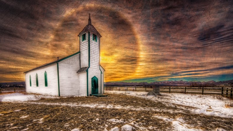 halo around a wonderful country church hdr