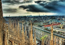 gorgeous cityscape from the roof of a cathedral hdr
