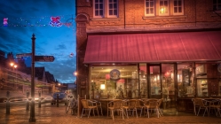 lovely pastry shop in evening
