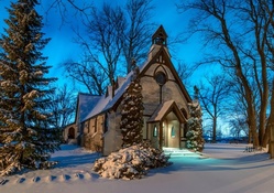 fantastic country church in winter