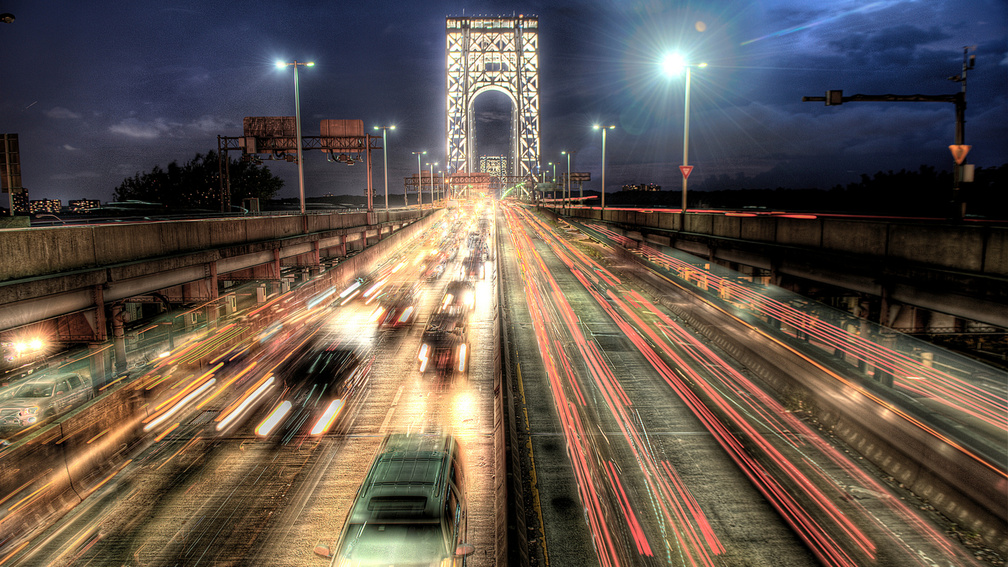magnificent motion photo of the GW bridge in nyc hdr