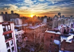 sunset over new york city hdr