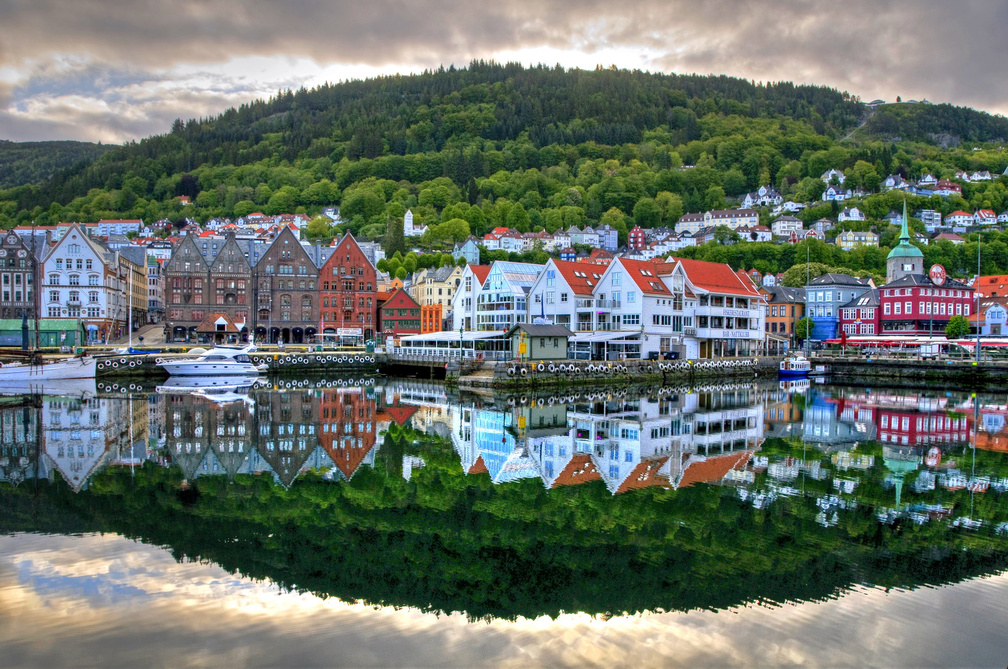 amazing town reflection in a river