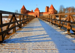bridge to trakai castle in lithuania