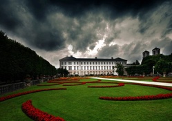 lovely place grounds under stormy clouds