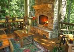 fireplace on the porch
