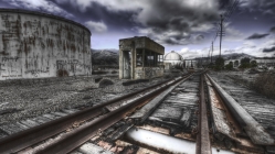 old abandoned switching rail station hdr