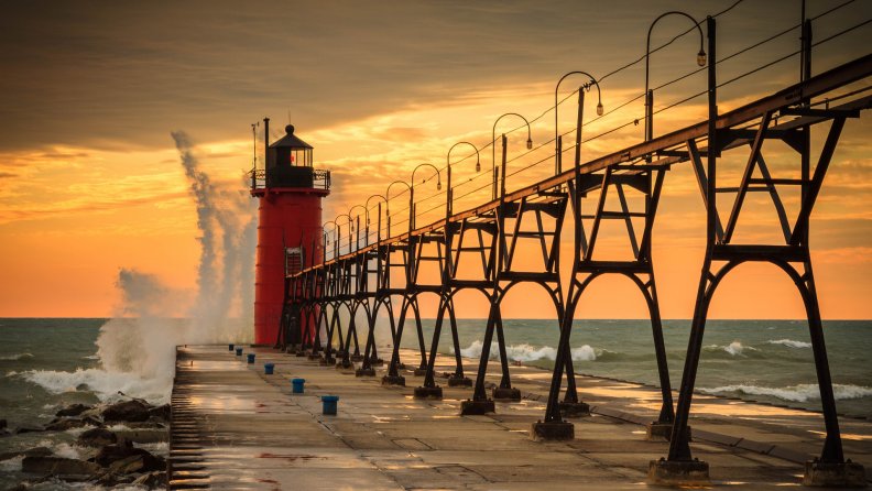 beautiful lighthouse in south haven michigan