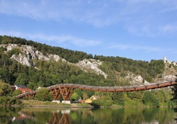 fantastic wooden suspension bridge