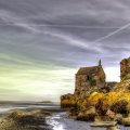 old stone church on a rocky seashore hdr