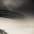 mystical bridge into the fog