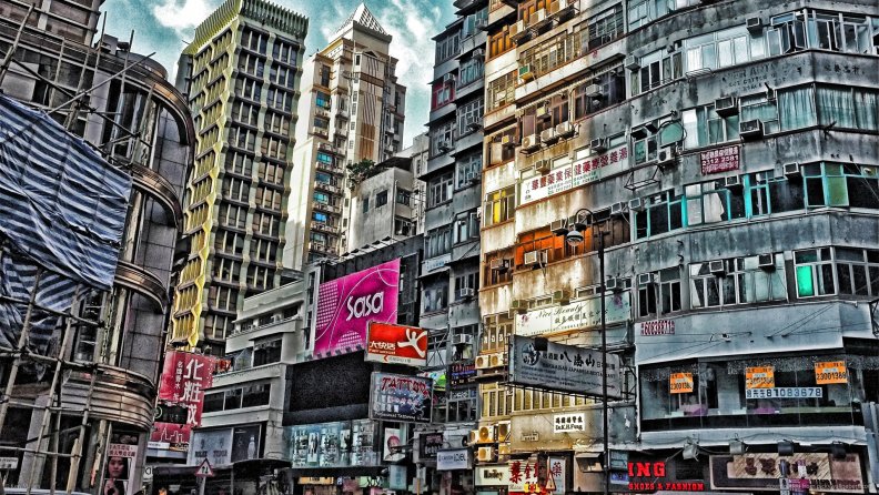 urban scene in hong kong hdr