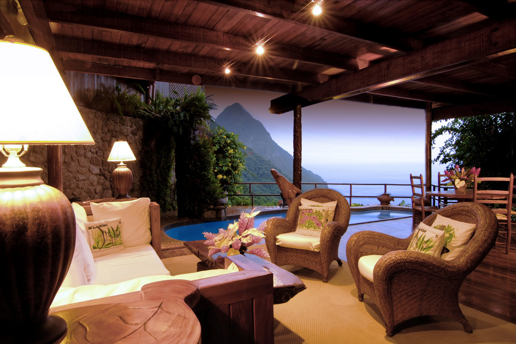 Paradise Hotel in the Mountains overlooking Ocean St Lucia Caribbean