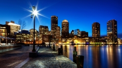 beautiful boston harbor in the evening