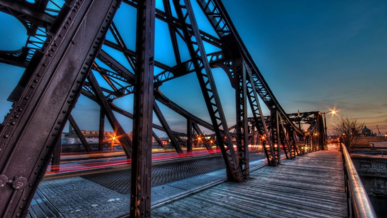 bridge in long exposure at dusk hdr