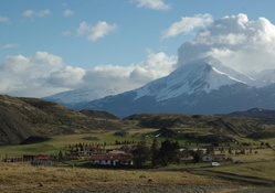 lovely town under majestic mountains in patagonia