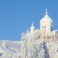orthodox church painted in snow