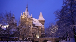 vajdahunyad castle in budapest in winter