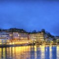 beautiful zurich waterfront at night hdr