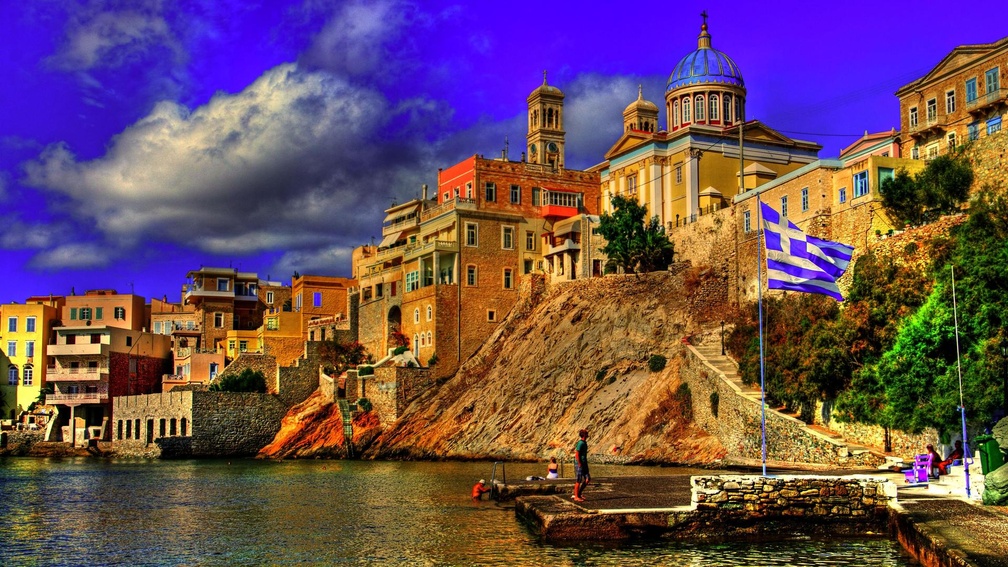 fantastic greek seaside town hdr