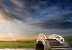 wonderful oriental style bridge under stars