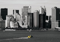 nyc yellow taxi boat to downtown manhattan