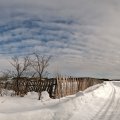 abandoned farm in winter