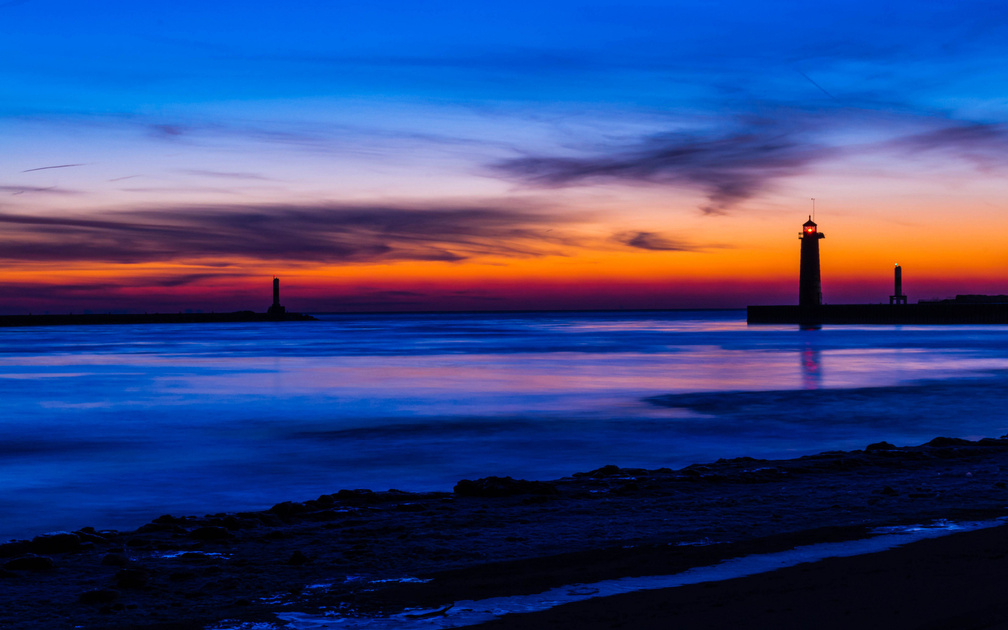 lighthouse at a colorful twilight