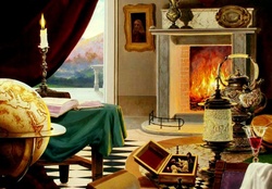 Tea Time by the Fireplace