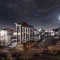 ancient ruins in rome under moonlight