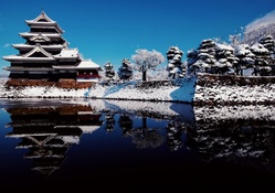 japanese castle reflection